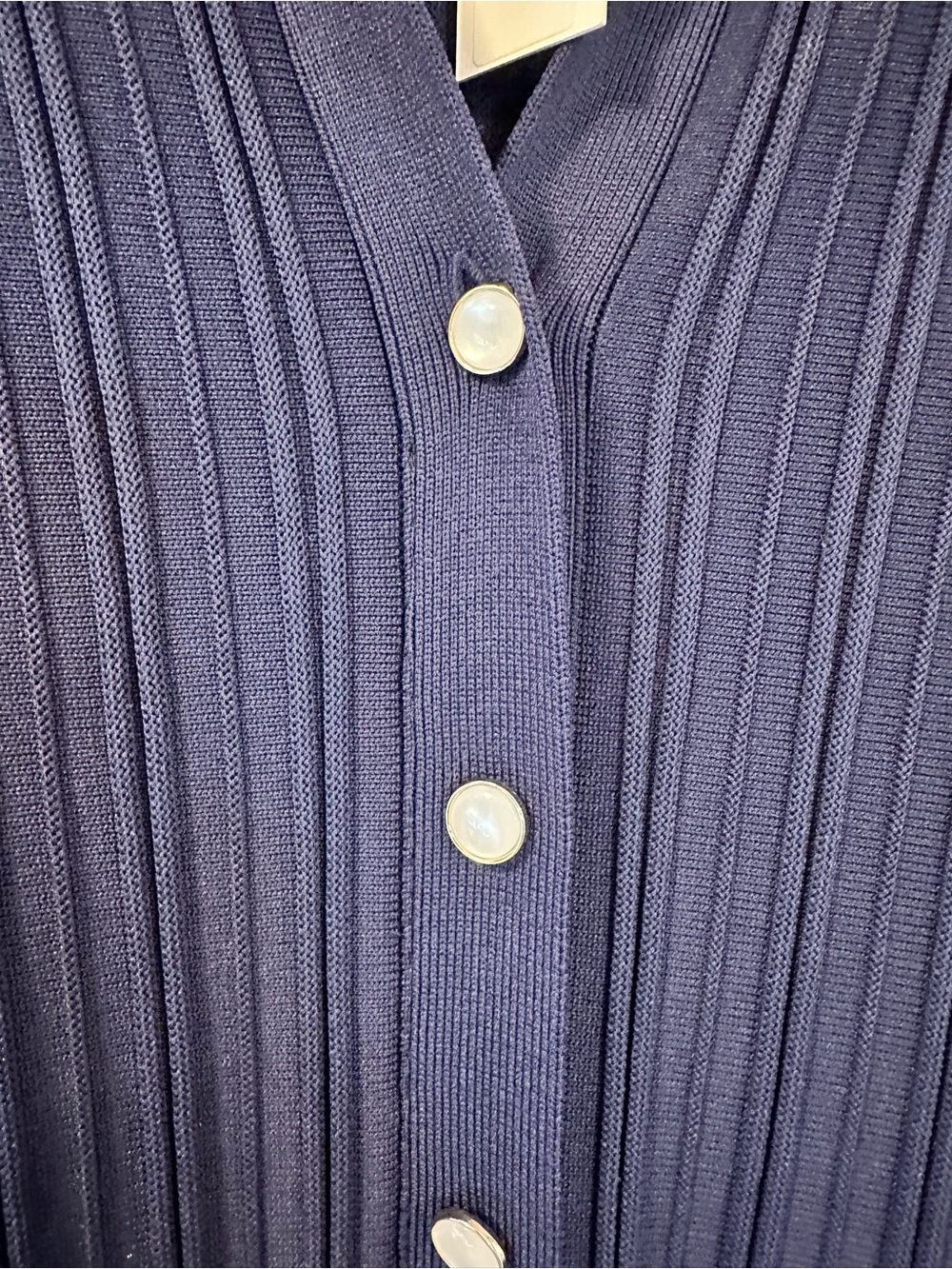 Shoshanna Tulip Chunky Rib Knit Midi Dress - NWT Navy Size L - Picture 12 of 12